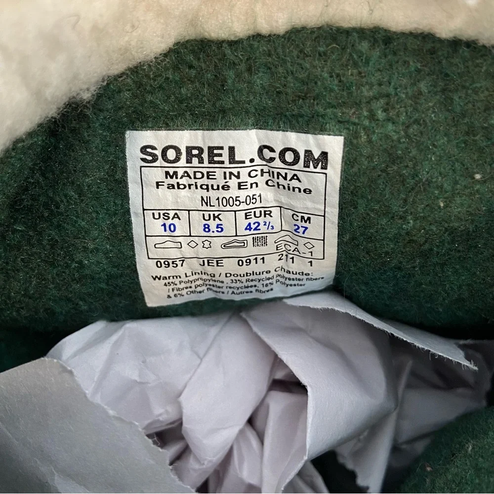 Sorel men Caribou style winter boots lace up shearling top warm lining size 10 - Picture 9 of 16